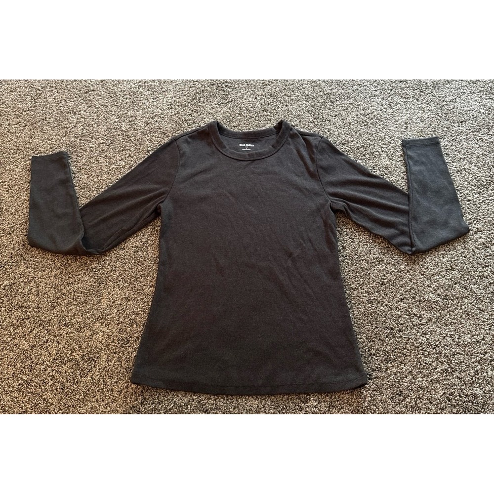 Old Navy Women's Dark Gray Ribbed Snug Long Sleeve Tee Size Medium